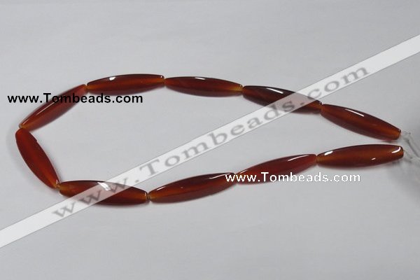 CAA128 15.5 inches 10*40mm rice red agate gemstone beads