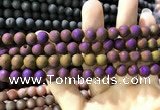 CAA1294 15.5 inches 8mm round matte plated druzy agate beads