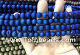 CAA1299 15.5 inches 8mm round matte plated druzy agate beads