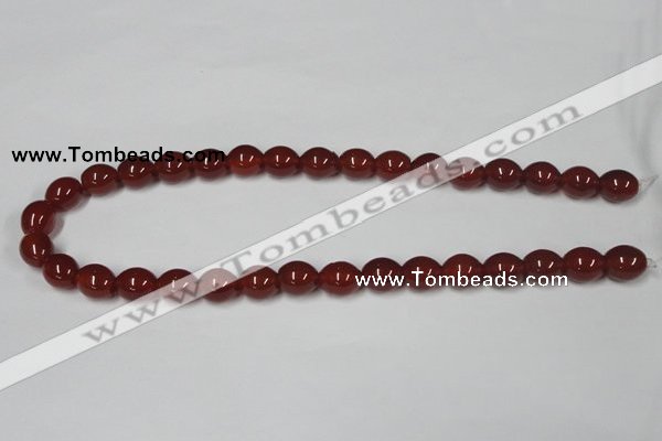 CAA130 15.5 inches 10*12mm egg-shaped red agate gemstone beads