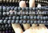 CAA1300 15.5 inches 8mm round matte plated druzy agate beads