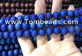 CAA1319 15.5 inches 10mm round matte plated druzy agate beads