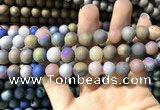 CAA1321 15.5 inches 10mm round matte plated druzy agate beads