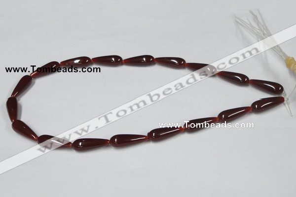 CAA133 15.5 inches 8*22mm teardrop red agate gemstone beads