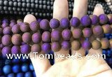 CAA1334 15.5 inches 12mm round matte plated druzy agate beads