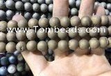 CAA1335 15.5 inches 12mm round matte plated druzy agate beads