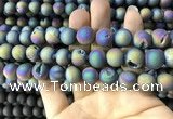 CAA1339 15.5 inches 12mm round matte plated druzy agate beads