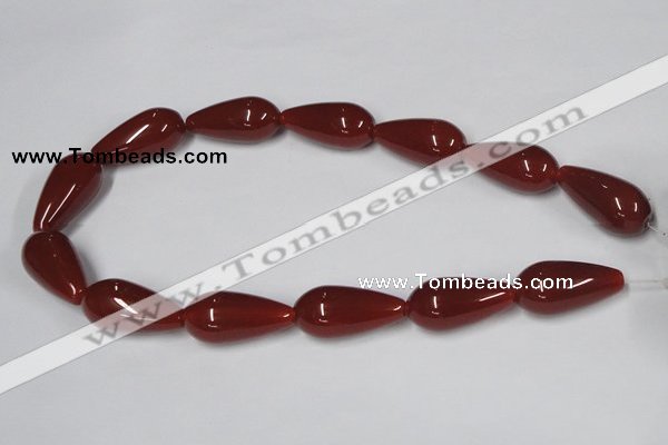 CAA134 15.5 inches 15*30mm teardrop red agate gemstone beads