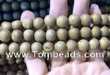 CAA1356 15.5 inches 14mm round matte plated druzy agate beads