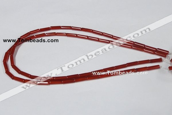 CAA136 15.5 inches 4*13mm column red agate gemstone beads