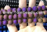 CAA1374 15.5 inches 16mm round matte plated druzy agate beads