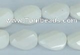 CAA14 15.5 inches 13*18mm faceted & twisted oval white agate beads