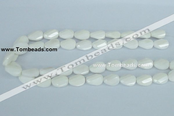 CAA14 15.5 inches 13*18mm faceted & twisted oval white agate beads