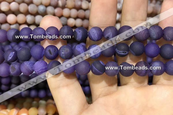 CAA1406 15.5 inches 8mm round matte druzy agate beads