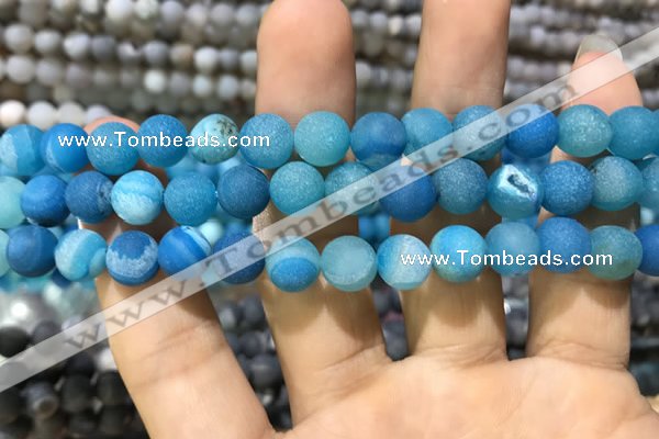 CAA1408 15.5 inches 8mm round matte druzy agate beads