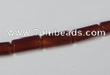 CAA141 15.5 inches 6*12mm faceted column red agate gemstone beads