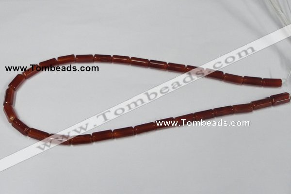 CAA141 15.5 inches 6*12mm faceted column red agate gemstone beads