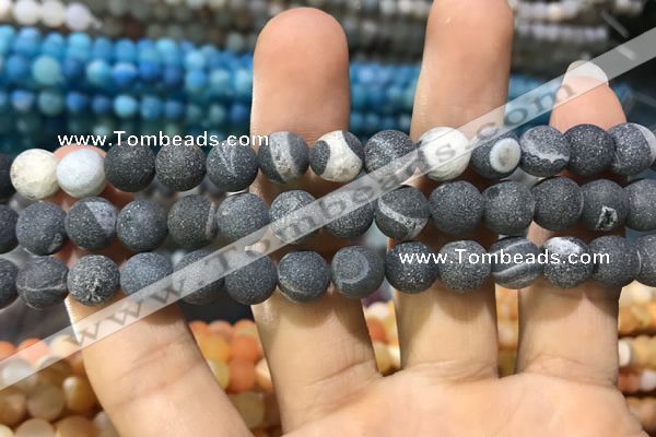 CAA1410 15.5 inches 8mm round matte druzy agate beads