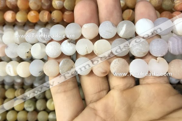 CAA1416 15.5 inches 10mm round matte druzy agate beads