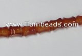 CAA142 15.5 inches 6*8mm bamboo shape red agate gemstone beads