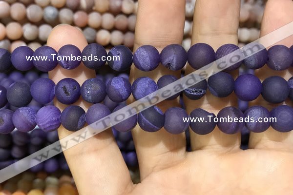 CAA1421 15.5 inches 10mm round matte druzy agate beads