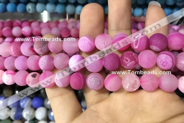 CAA1422 15.5 inches 10mm round matte druzy agate beads