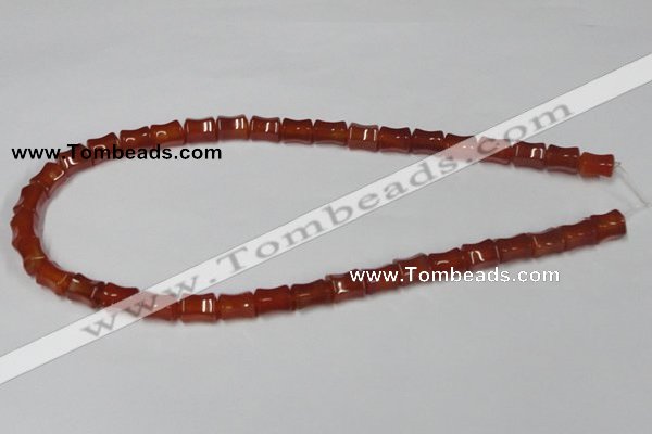 CAA143 15.5 inches 8*10mm bamboo shape red agate gemstone beads