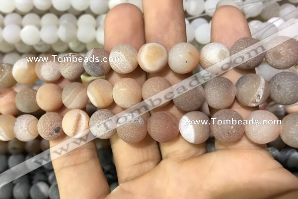 CAA1433 15.5 inches 12mm round matte druzy agate beads