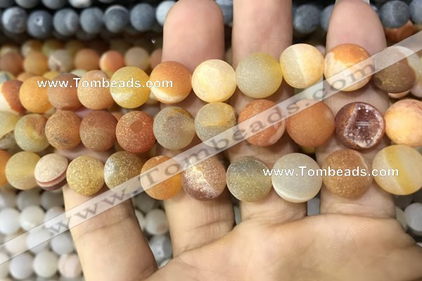 CAA1449 15.5 inches 14mm round matte druzy agate beads