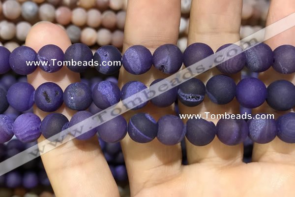 CAA1451 15.5 inches 14mm round matte druzy agate beads