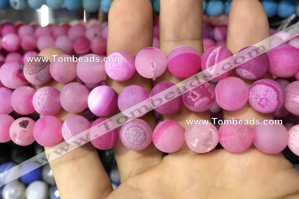 CAA1452 15.5 inches 14mm round matte druzy agate beads