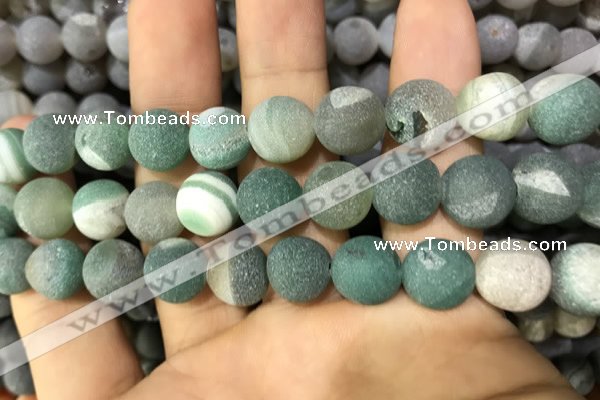 CAA1454 15.5 inches 14mm round matte druzy agate beads