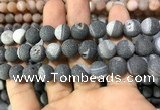 CAA1455 15.5 inches 14mm round matte druzy agate beads