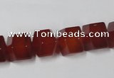 CAA146 15.5 inches 12*14mm faceted cube red agate gemstone beads