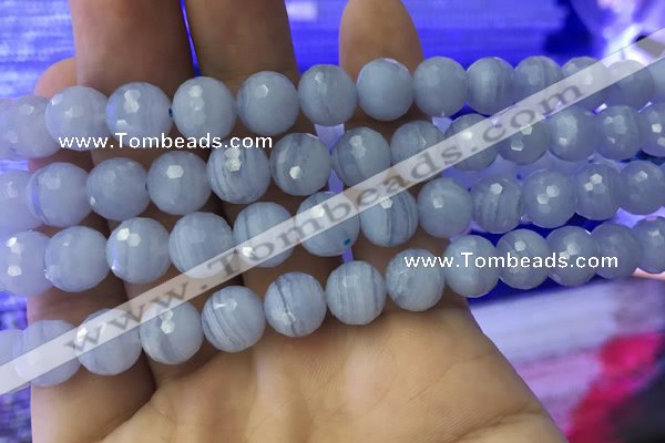 CAA1462 15.5 inches 9mm faceted round blue lace agate beads