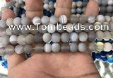 CAA1470 15.5 inches 6mm round matte banded agate beads wholesale