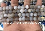 CAA1471 15.5 inches 8mm round matte banded agate beads wholesale