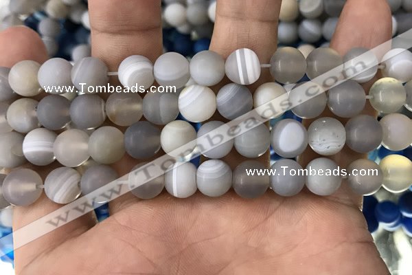 CAA1472 15.5 inches 10mm round matte banded agate beads wholesale