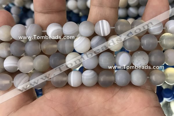 CAA1473 15.5 inches 12mm round matte banded agate beads wholesale