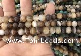 CAA1476 15.5 inches 8mm round matte banded agate beads wholesale