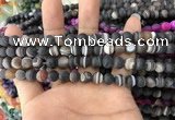 CAA1480 15.5 inches 6mm round matte banded agate beads wholesale