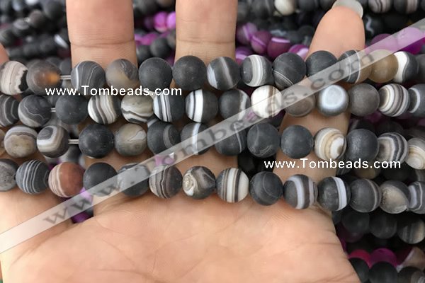 CAA1481 15.5 inches 8mm round matte banded agate beads wholesale