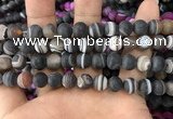 CAA1482 15.5 inches 10mm round matte banded agate beads wholesale