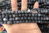 CAA1485 15.5 inches 6mm round matte banded agate beads wholesale