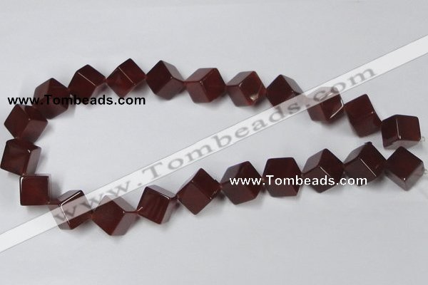 CAA149 15.5 inches 12*12mm cube red agate gemstone beads