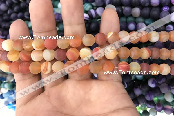 CAA1490 15.5 inches 6mm round matte banded agate beads wholesale