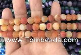 CAA1491 15.5 inches 8mm round matte banded agate beads wholesale