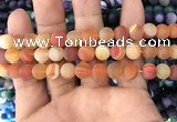 CAA1492 15.5 inches 10mm round matte banded agate beads wholesale