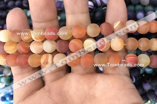 CAA1492 15.5 inches 10mm round matte banded agate beads wholesale