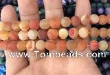 CAA1493 15.5 inches 12mm round matte banded agate beads wholesale